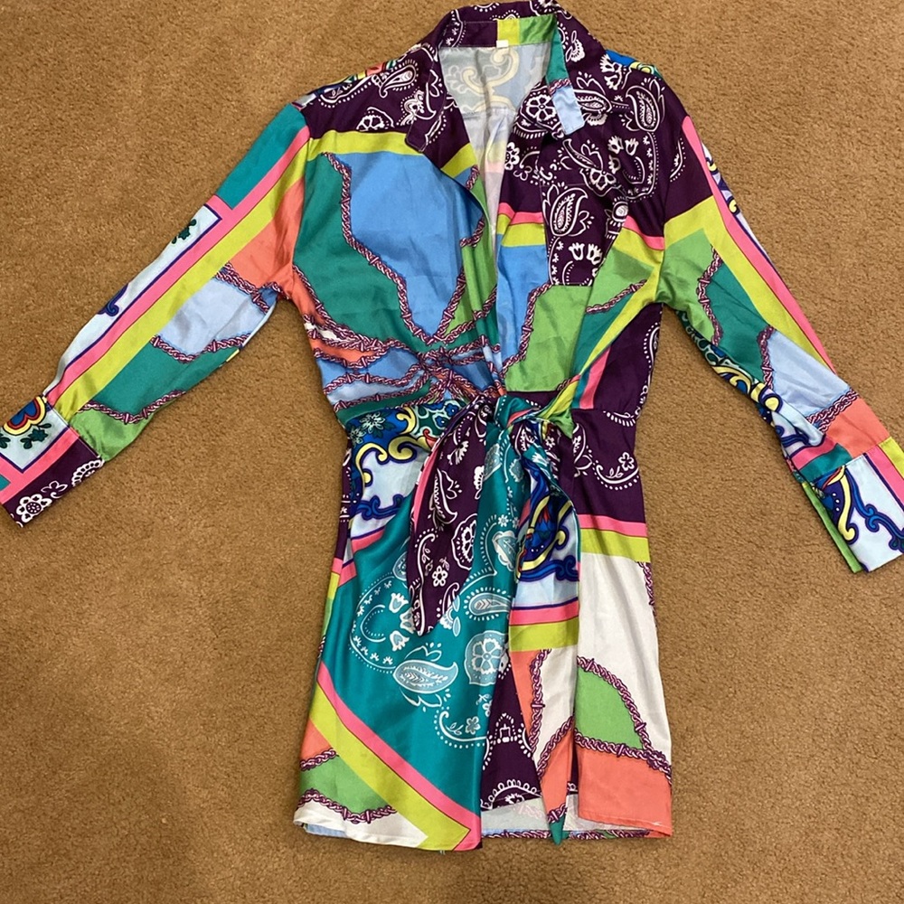 Colorful Paisley Wrap Dress